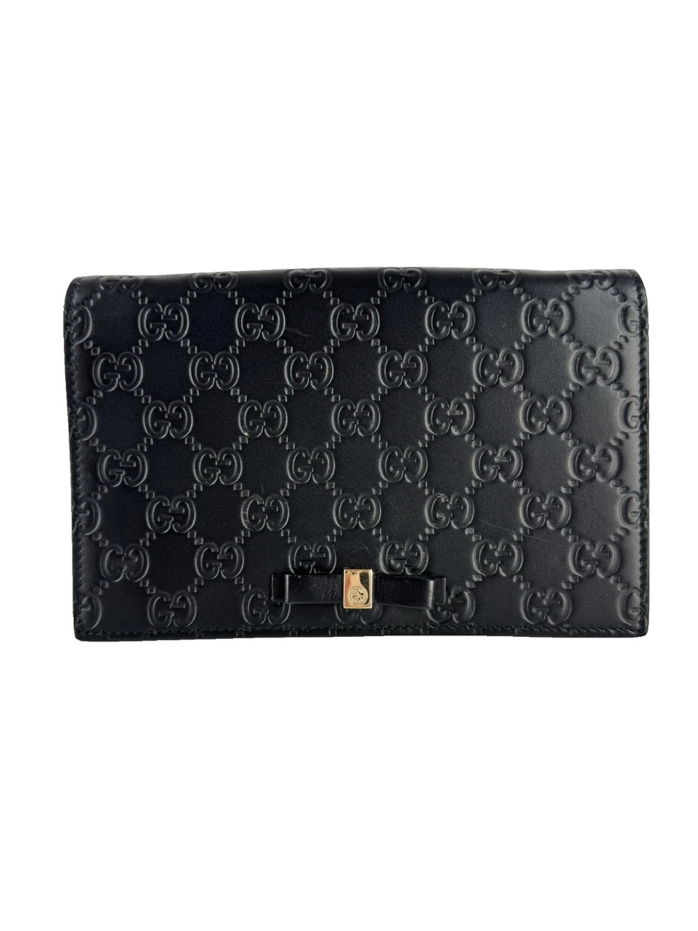 Authentic Gucci Black Embossed Mini Guccissima Bow Signature Bag - Picture 3 of 14